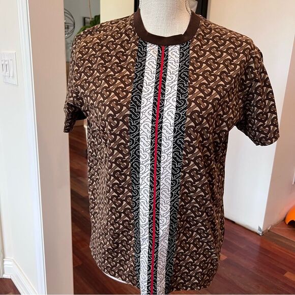 Burberry Unisex Brown and Black Patterned Short Sleeve Tee - Picture 4 of 6